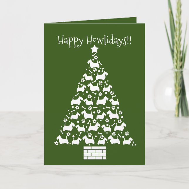 Customizable Scottish Terrier Holiday Card (Front)