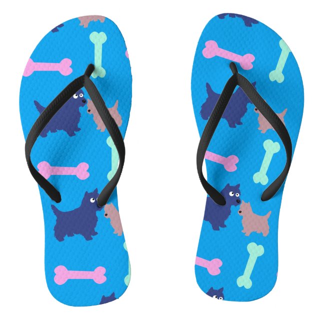 Customizable Scottish Terrier Puppy Choose Colour  Flip Flops (Footbed)