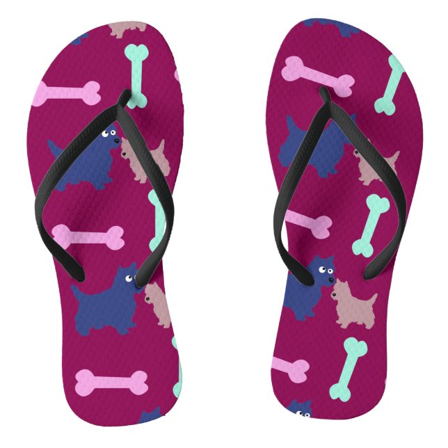 Customizable Scottish Terrier Puppy Choose Colour  Flip Flops (Footbed)