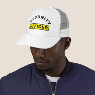 Customizable SECURITY OFFICER Text Statement White Trucker Hat