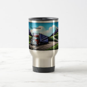Customizable semi truck driver travel mug