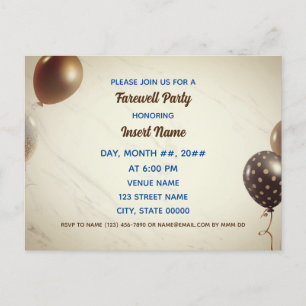 Customizable sepia farewell retirement party postcard
