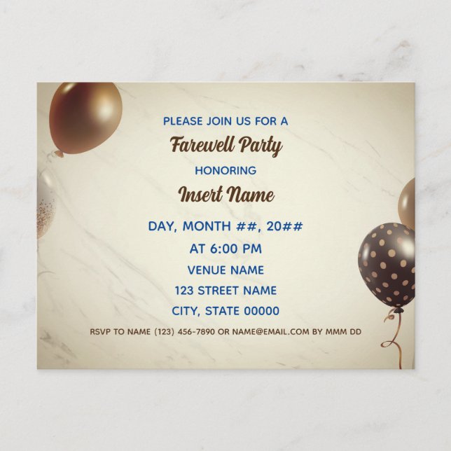 Customizable sepia farewell retirement party postcard (Front)