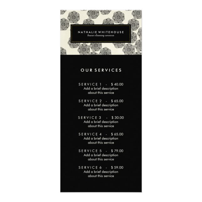 Customizable Service Menu Rack Card (Front)