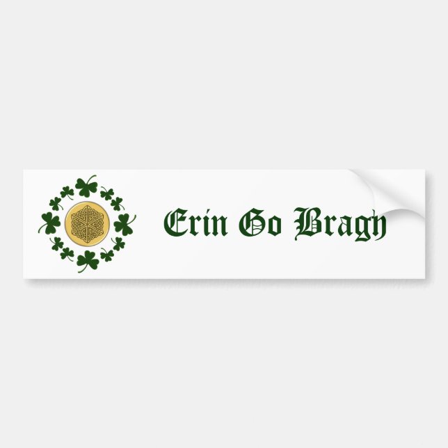 CUSTOMIZABLE!  Shamrocks - Gold Irish Celtic Bumper Sticker (Front)
