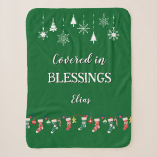Customizable Sherpa Blanket Green Christmas Gift