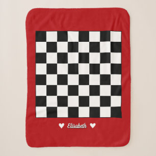 Customizable Sherpa Blanket with Chessboard Design
