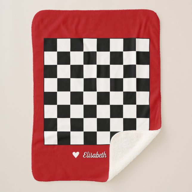 Customizable Sherpa Blanket with Chessboard Design (Front)