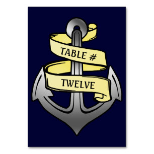 Customizable Ship Captain Anchor Nautical Party Table Number