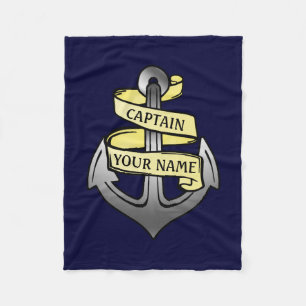 Customizable Ship Captain Your Name Anchor 1 Fleece Blanket