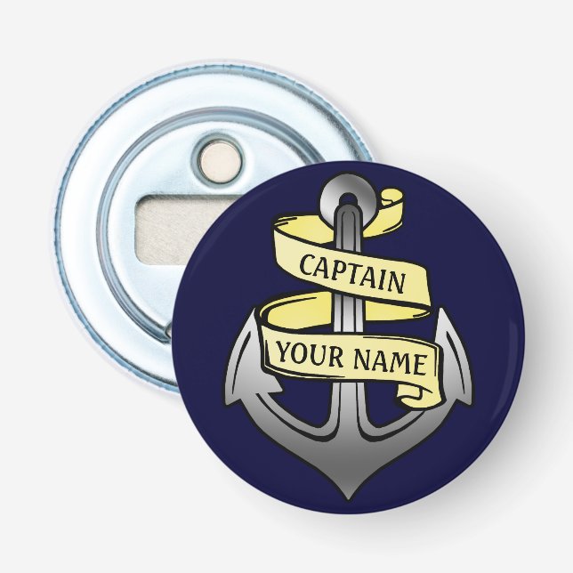 Customizable Ship Captain Your Name Anchor Bottle Opener (Front)