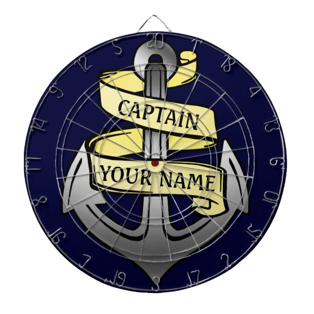 Customizable Ship Captain Your Name Anchor Dartboard (Front)
