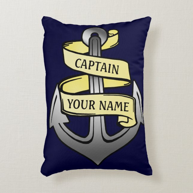 Customizable Ship Captain Your Name Anchor Decorative Pillow (Front(Vertical))