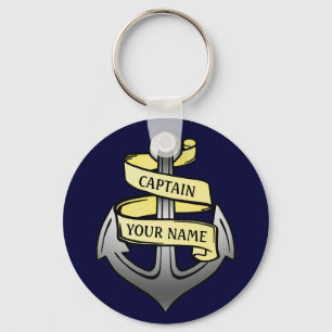 Customizable Ship Captain Your Name Anchor Keychain