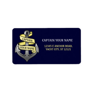 Customizable Ship Captain Your Name Anchor Label