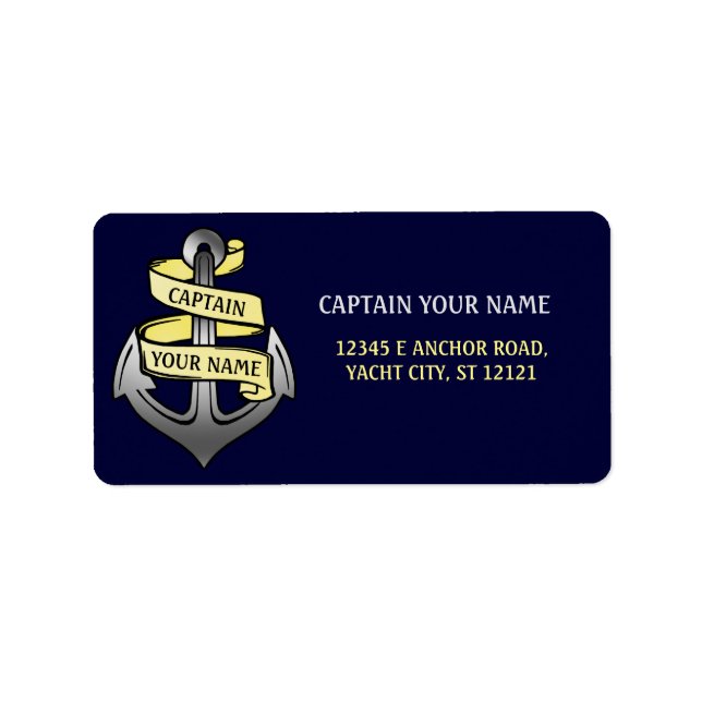 Customizable Ship Captain Your Name Anchor Label (Front)