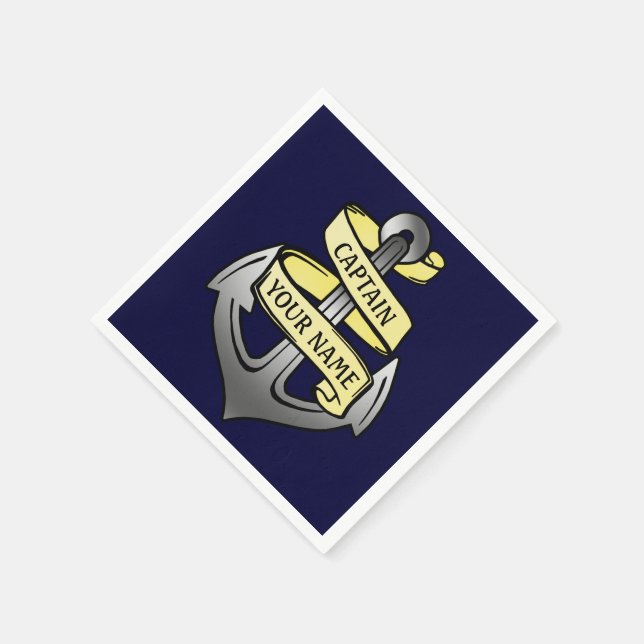 Customizable Ship Captain Your Name Anchor Napkin (Corner)