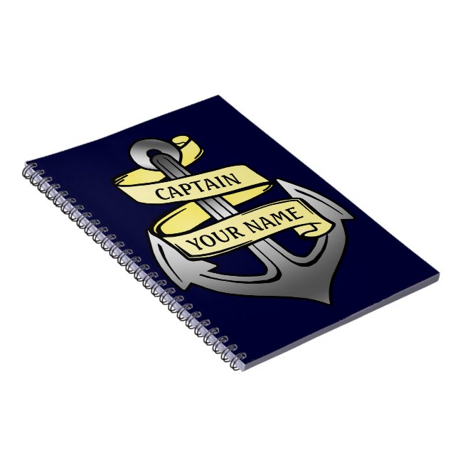Customizable Ship Captain Your Name Anchor Notebook (Right Side)