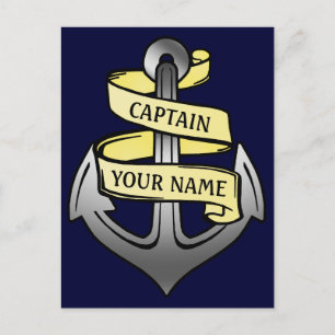 Customizable Ship Captain Your Name Anchor Postcard