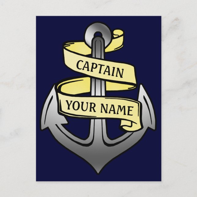 Customizable Ship Captain Your Name Anchor Postcard (Front)