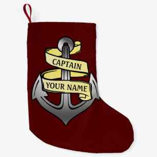Customizable Ship Captain Your Name Anchor Small Christmas Stocking