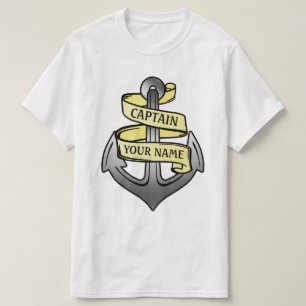 Customizable Ship Captain Your Name Anchor T-Shirt