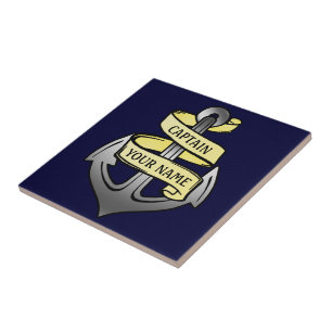 Customizable Ship Captain Your Name Anchor Tile