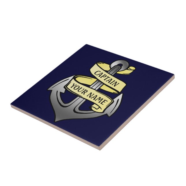 Customizable Ship Captain Your Name Anchor Tile (Side)