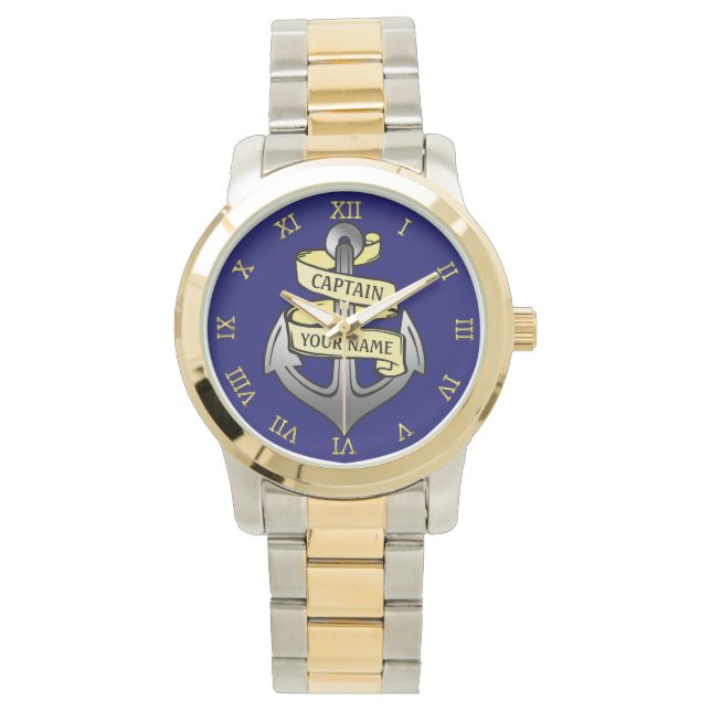 Customizable Ship Captain Your Name Anchor Watch (Front)