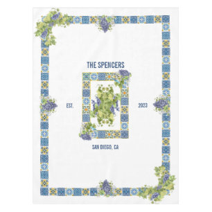 Customizable Sicilian Majolica Tiles Fancy Grapes Tablecloth