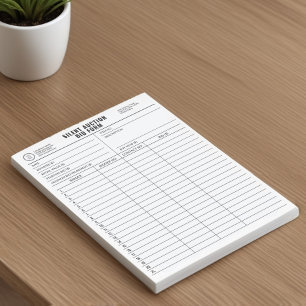 Customizable Silent Auction Bid Tear-Away Sheets Notepad