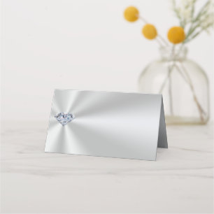 Customizable Silver and Diamond Place Cards