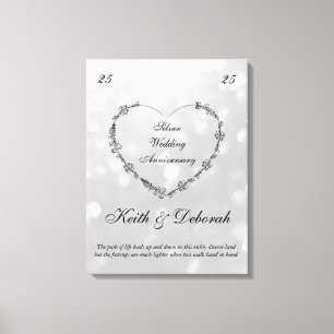 Customizable Silver Anniversary Canvas Print