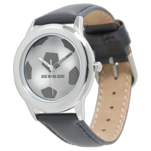 Customizable Silver Soccer Ball Watch