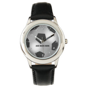 Customizable Silver Soccer Ball Watch