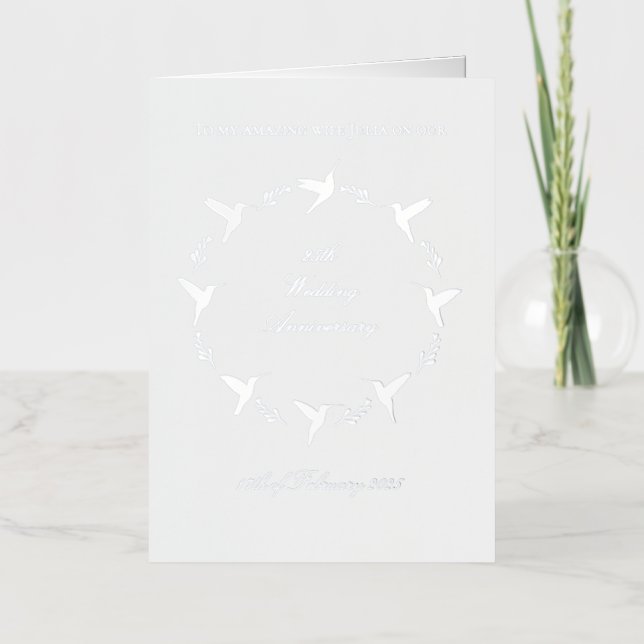 Customizable Silver Wedding Anniversary Foil Greeting Card (Front)