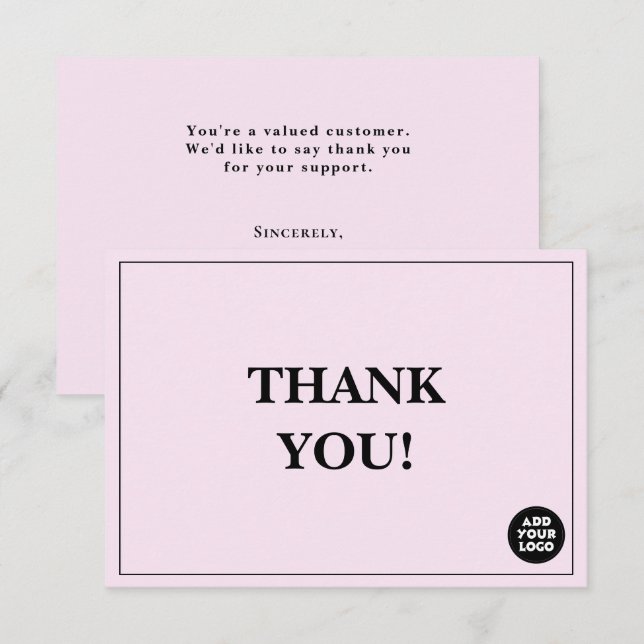 Customizable Simple Company Logo Custom Thank You Card (Front/Back)