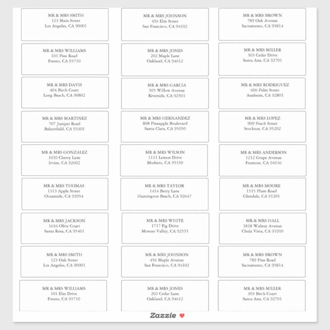 Customizable simple Guest wedding address labels  (Sheet)