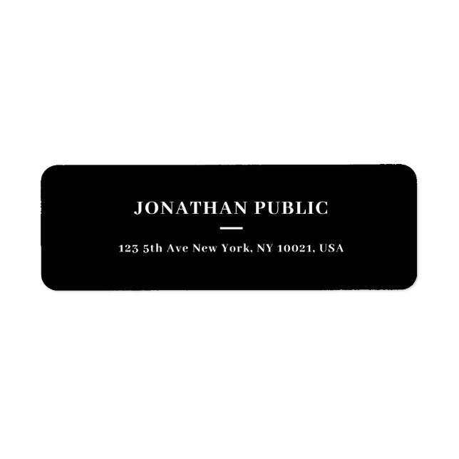 Customizable Simple Template Black Return Address (Front)