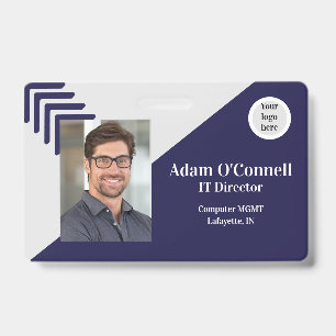 Customizable Simple Unique Design Blue Business ID Badge