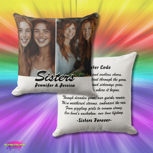 Customizable Sisters Photo and Poem Throw Pillow