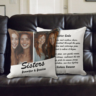 Customizable Sisters Photo and Poem Throw Pillow