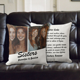 Customizable Sisters Photo and Poem Throw Pillow