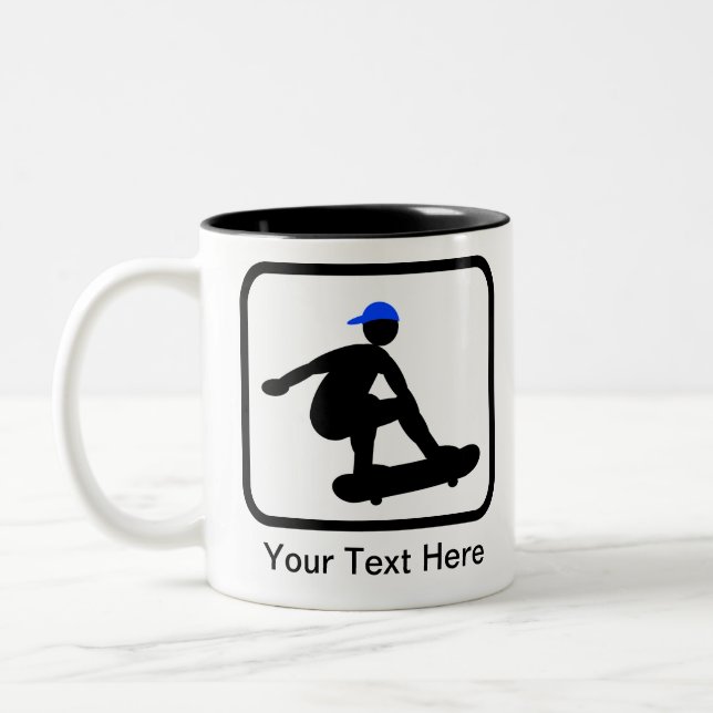 Customizable Skater on Skateboard Logo Two-Tone Coffee Mug (Left)