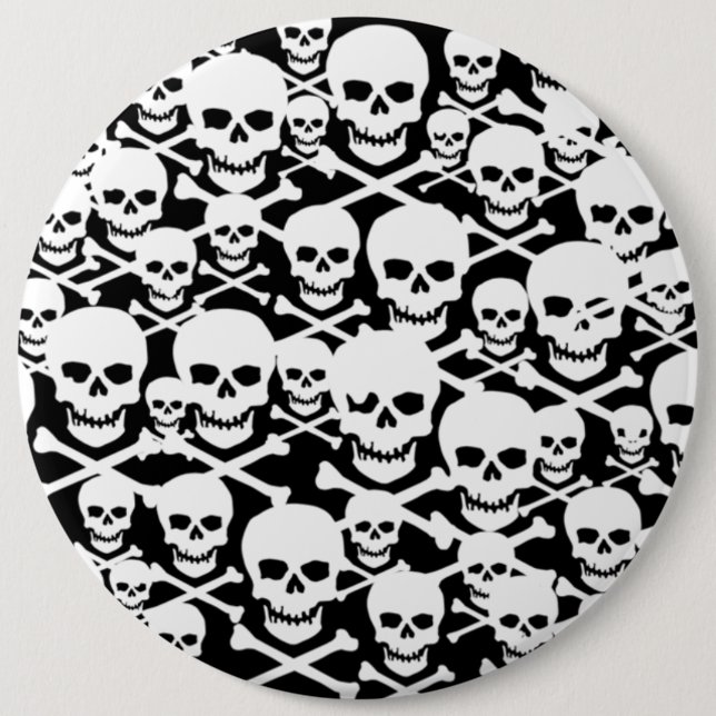 Customizable Skulls & Crossbones 6 Inch Round Button (Front)