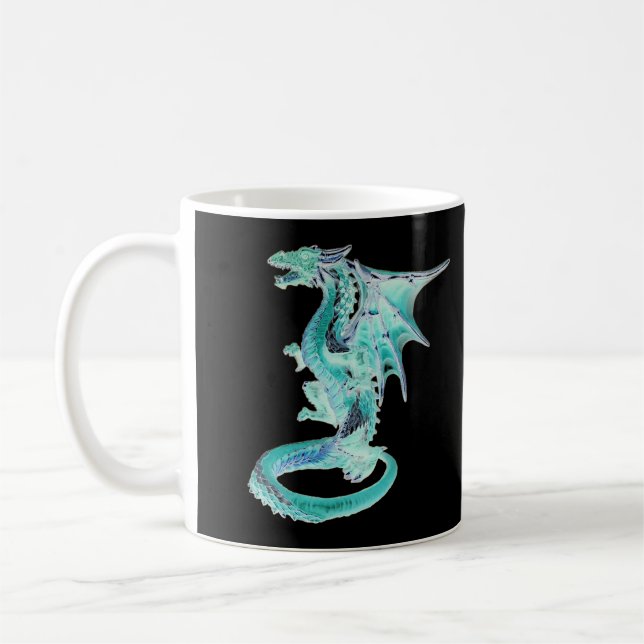 Customizable Sky Blue Dragon Ceramic Fantasy Coffee Mug (Left)