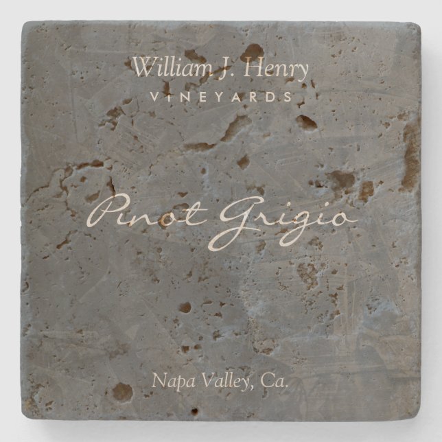 Customizable Slate Travertine Wine Coasters (Front)