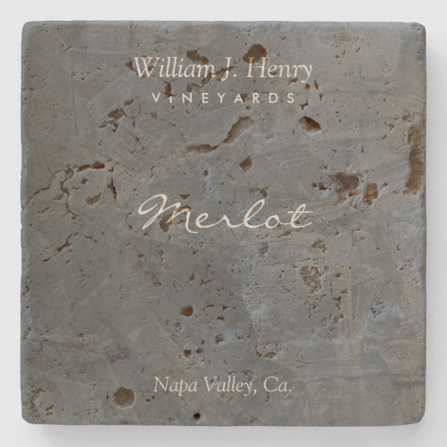 Customizable Slate Travertine Wine Coasters (Front)