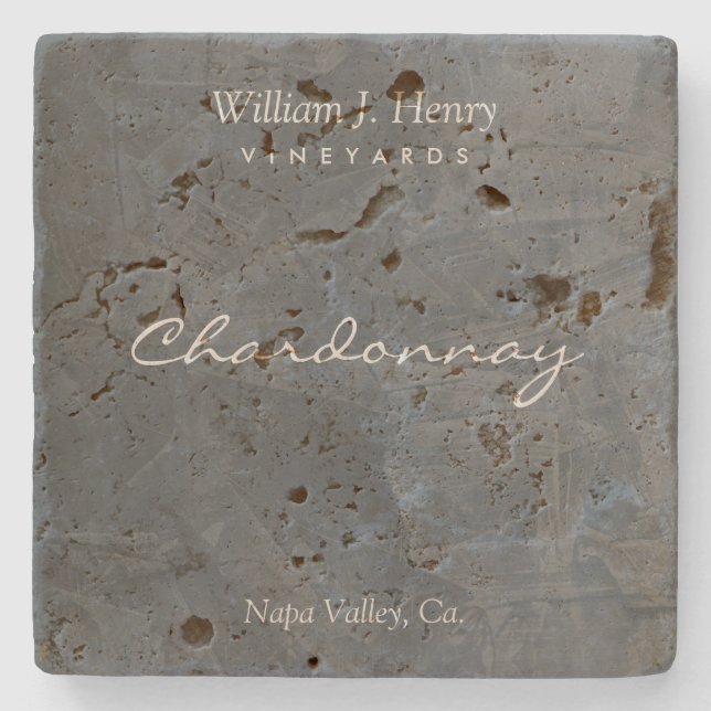 Customizable Slate Travertine Wine Coasters (Front)