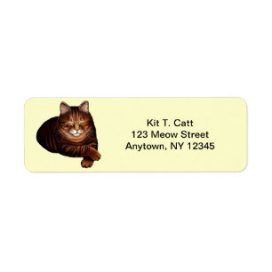 Customizable Sleeping Brown Tabby Cat Avery Label